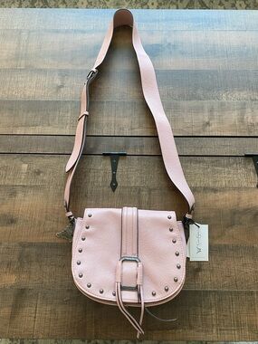 Jessica Simpson Pink Studded Crossbody Saddle Bag
